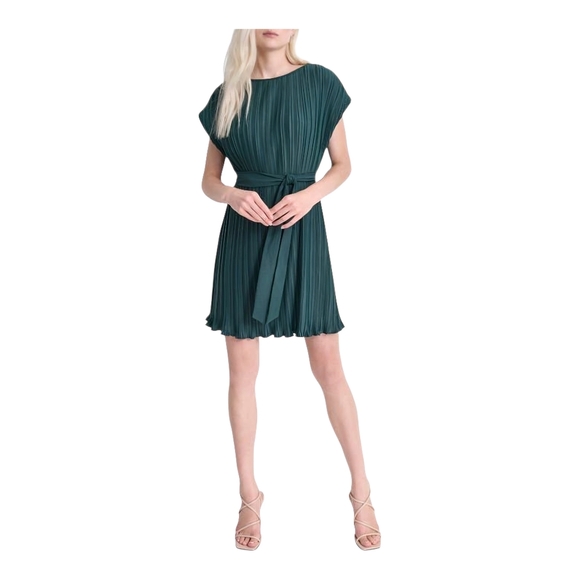 Dkny Dresses & Skirts - DKNY Women's Sunburst Pleated Fit & Flare Dress Dark Green Sizes 10,14 Authentic
